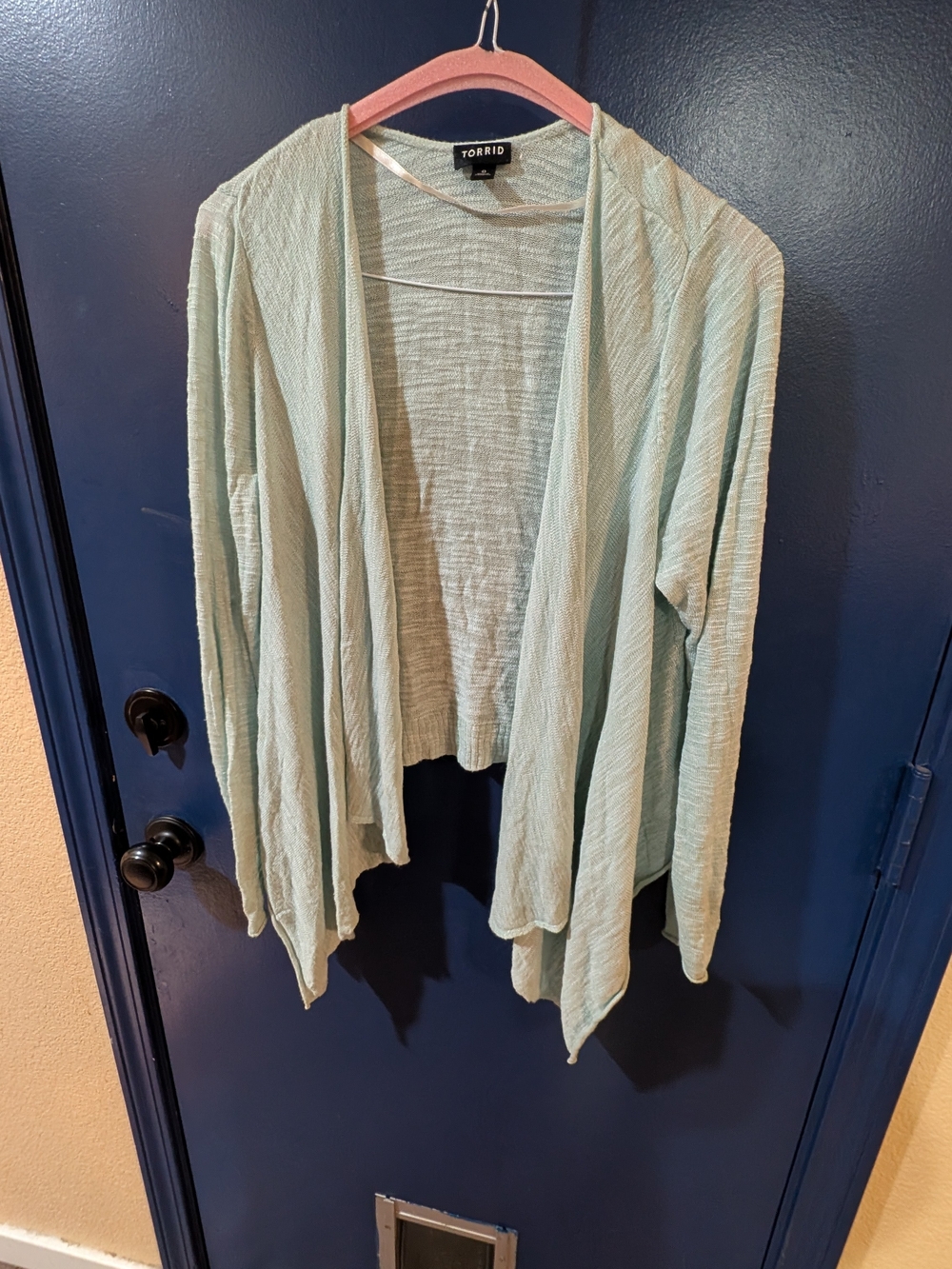 Torrid Size 0 Mint Green Open Front Waterfall Cardigan Lightweight Knit